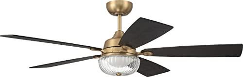 Craftmade CHS52SB5 Chandler 52" Ceiling Fan with LED Lights and Remote, Satin Brass