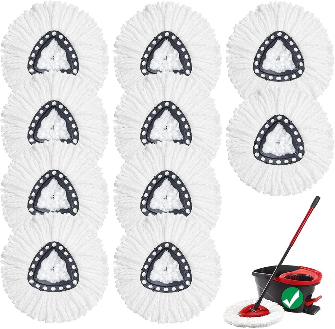 10PCS Spin Mop Replacement Heads,100% Microfiber,Machine Washable,360° Rotation