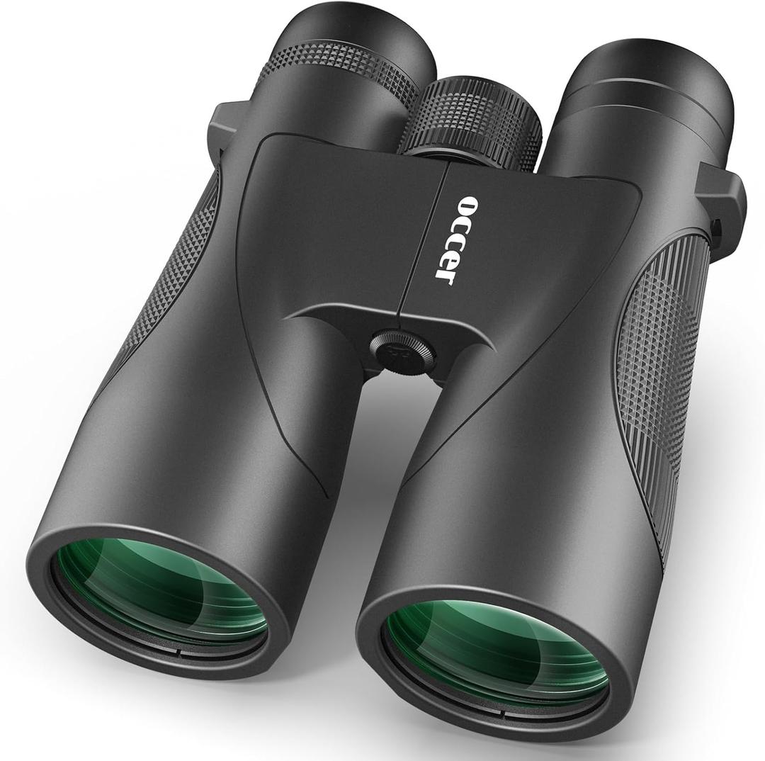 occer 12x50 Binoculars for Adults High Powered - HD Bird Watching Binocular for Hunting with Clear Vision - Easy Focus Binoculars with Long Range for Hiking Travel Cruise Trip Concert Stargazing (Black)