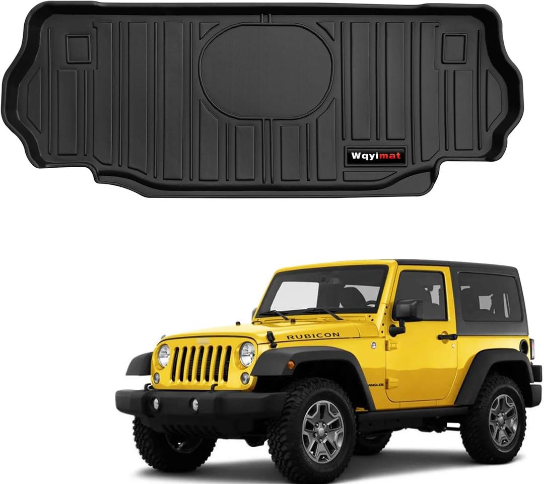 Custom Cargo Mats for 2007-2018 Jeep Wrangler JK 2 Door Trunk Liner All Weather TPE Rubber Protection Mat (for 2007-2018 Jeep Wrangler JK 2 Door Cargo Mat)
