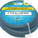 U.S. Pool Supply Pool Vacuum Hose - 1-1/2" x 40' Professional Heavy Duty Pool Hose for Inground, Spiral Wound with Kink-Free Swivel Cuff - Connect to Vacuum Heads, Skimmer, Cleaner, Filter Pump Inlet