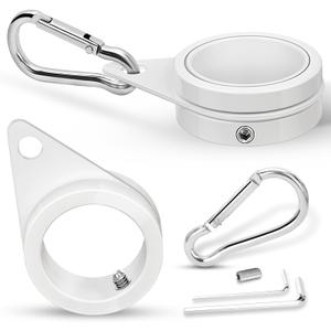 1" White Flag Pole Rings, 2 Pcs Anti Wrap Aluminum Alloy Flag Pole Clips Swivels, 360 Rotating Flagpole Flag Mounting Rings, Spinning Flag Pole Kit for 0.75-1.02" Diameter (1, White)