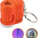 Carson MicroMini 20x Lighted Compact Pocket Microscope, UV and LED Flashlight, Orange (MM-280O)
