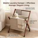 Foldable laundry cart with X-Frame – Small Bamboo wood laundry hamper