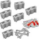 Koowants 47-Piece Train Track Set,Classic Railway Track with 30 Curved Tracks,14 Straight Tracks,2 Switch and 1 crossoverTracks-Compatible with All Major Brands,Light Grey Toy Track Accessory for Kids
