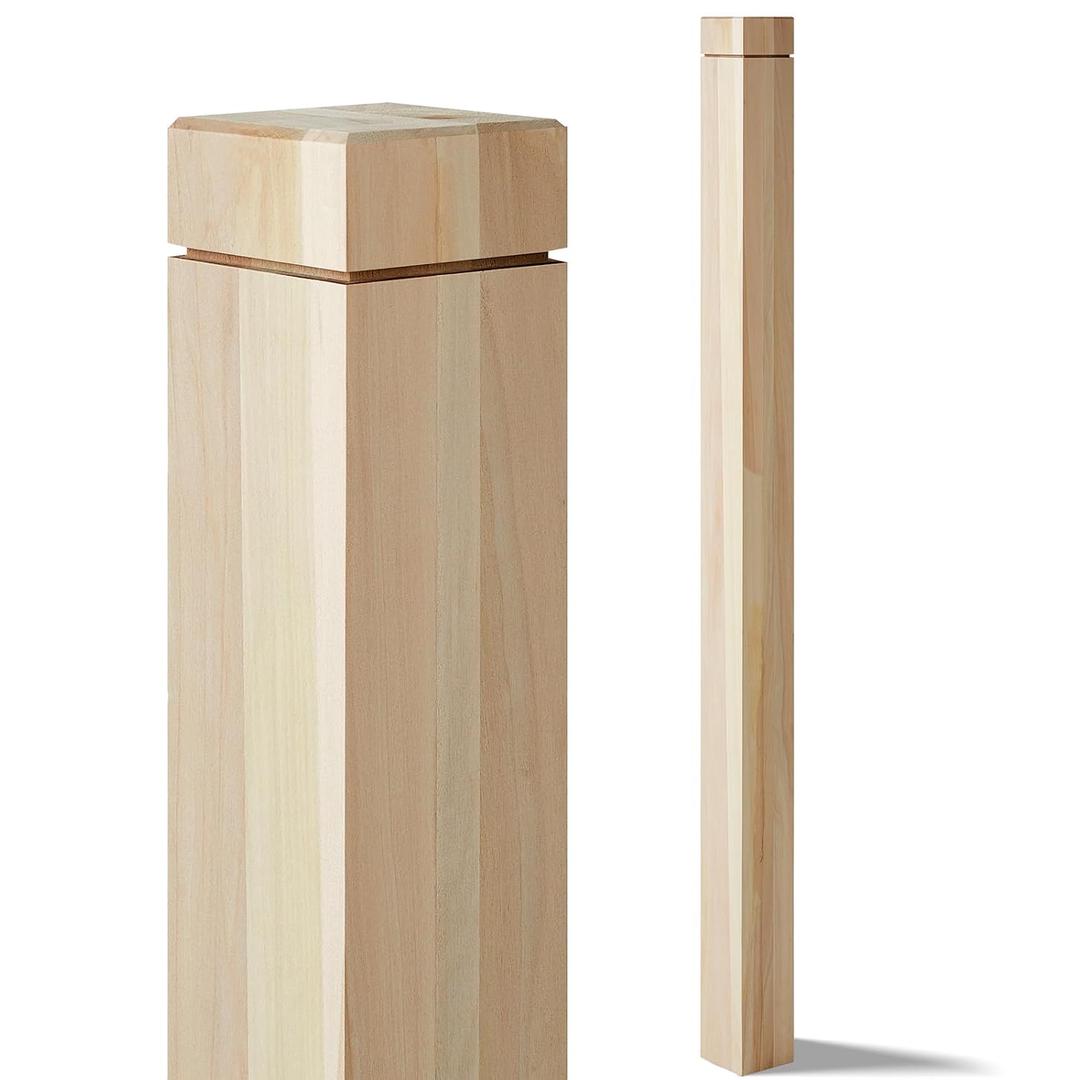 CroBlissful 3" x 3" x 48" Solid Poplar Stair Newel Post with a Single Groove Notched Newel Wood Balusters for Staircase Interior Railing Newels for Stair Handrails