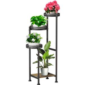 4 Tier Plant Stand Indoor,32in Tall Corner Metal Black Plant Stands,Modern Tiered Plant Holder for Outdoor Patio Garden Balcony