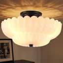 Semi Flush Mount Ceiling Light 14" Vinatge Black Hallway Lights