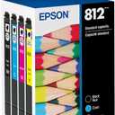 EPSON 812 DURABrite Ultra Ink Standard Capacity Black & Color Cartridge Combo Pack (T812120-BCS) Works with WorkForce Pro WF-7310 ,7820, 7840, EC-C7000