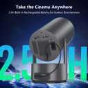 Portable Projector with Built-in Battery for Outdoor & Travel, Mini Projector with WiFi and Bluetooth, 1080P Supported, Electric Focus, Auto Keystone, 210 Rotatable Stand Home Theater( Iron Gray)