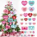 Novabright 22 Pcs Valentine Tree Decor Red Pink Valentines Day Decorations Large Conversation Hearts Tree Picks,Valentine Heart Picks for Valentines Day Home Office Decor Wood