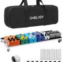 Guitar Pedal Board with Padded Carry Bag, 19.1"x6.9" Aluminum Alloy Pedalboard for 6-12 Standard Pedals, Medium Stompbox Holder for Electric Guitar & Bass, Hook & Loop Tapes, UBP-80 Silver