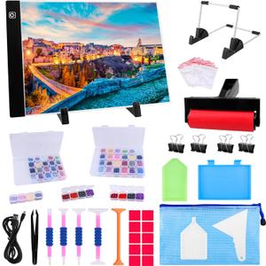 Ratukall 183PCS A4 Diamond Painting Light Pad Kit, Light Board for Diamond Painting Accessories, Tracing Light Box with 5D Painting Tools Set for Full Drill & Partial Drill Art