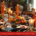Macarrie 24 Packs Flameless Taper Candles Battery Operated Fake 11 Inch Long Candlelight LED Flameless Candlesticks Flickering Tapered for Spring Summer Wedding(Orange)
