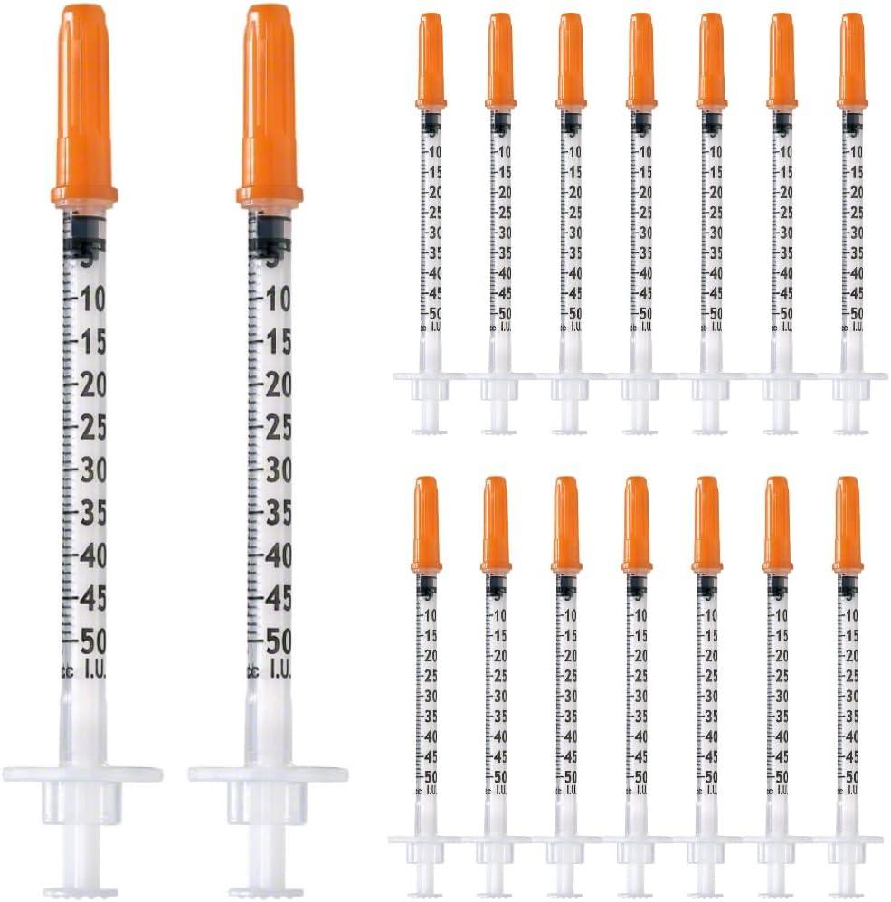 0.5ml 31G 5/16 Inch 8mm Syringe, Lab Syringes Individually Wrapped, Pack of 100
