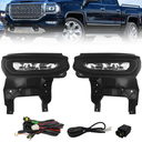 Fit for 2016 2017 2018 GMC Sierra 1500 LED Bumper Driving Fog Lamp Lights Pair Left + Right w/Switch and Harness (LED Version)