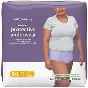 Amazon Basics Incontinence Underwear for Women, Protective, Disposable, Postpartum, Maximum Absorbency, XX-Large, Lavender, 14 Count