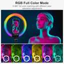 13" Selfie Ring Light with 74" Tripod Stand, RGB Full Color Modes Selfie Light with Extendable Tripod, Phone Holder, iPad Holder, Remote for iPhone & Android,TikTok/Makeup/Photography/Vlog