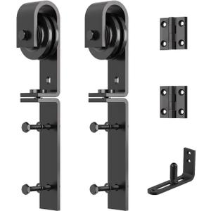 Bifold Barn Door Roller set, Bi-fold Barn Door Hardware Kit for 2 Doors, Black Plastic Spraying for Corrosion Resistance, Folding Push-Pull for Space Saving, Smooth and Quiet Sliding(just roller)
