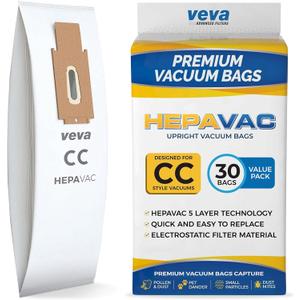 30 Pack Type CC HEPA Vacuum Bags for Oreck XL, XL5, XL7, XL21, 2000, 3000, 4000, 7000, 8000, 9000 Upright Vacuum Cleaner, Premium Hypo-Allergenic Bags