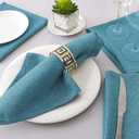 H.VERSAILTEX Linen Textured Cloth Napkins Set of 12 (18" X 18") Linen Textured Dinner Napkins Waterproof Extra Soft Thick Durable Reusable Napkins with Hemmed Edges, Heather Storm Blue