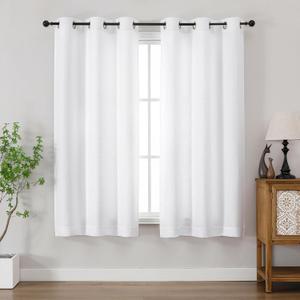 Chyhomenyc White Curtains 63 Inch Length 2 Panels for Bedroom, Light Filtering Faux Linen Textured Living Room Bedroom Curtain, Thick Elegant Farmhouse Soft Airy Grommet Window Drapes, 40Wx63L, 2PCS