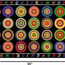 HUAHOO Small Classroom Rug Black Elementary Preschool Learning Carpet Seating Rug for Kids Room with Non-Slip Backing, 5' x 7'6", Rainbow Circles Black