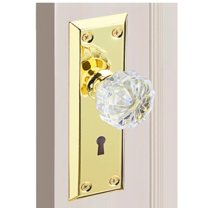 Door Knob Interior, Antique Door Knob, VAntique Bifold Door Knobs Replacement, Fits 1-3/8"- 1-3/4" Interior Doors, Gold/Polished Brass Glass Ball Handle(Without Keys and Locks)