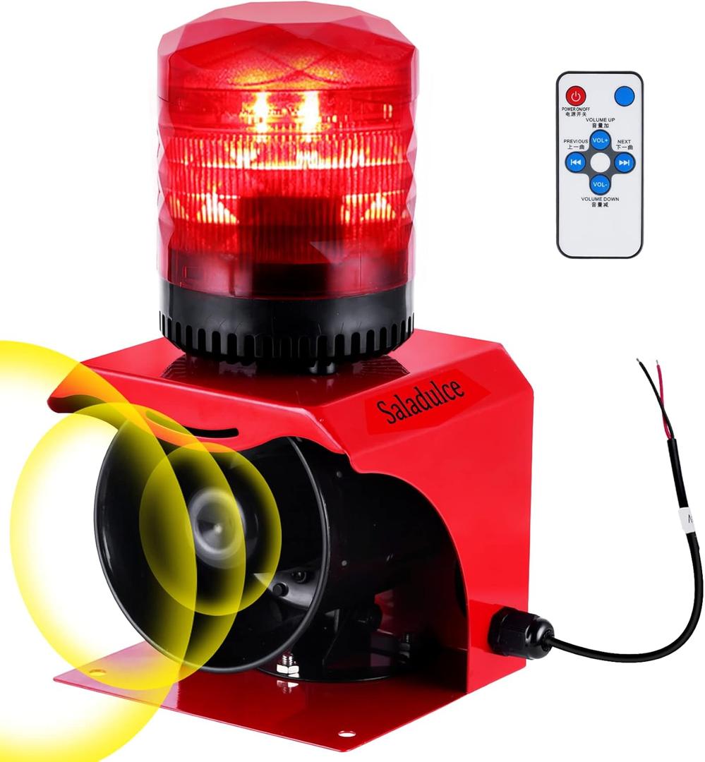 Industrial Sound and Light Alarm Emergency Warning Light Outdoor Alarm Horn Siren Safety Voice Strobe Flash 120dB Waterproof SF-513 (DC 12V~24V)