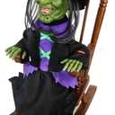 HugOutdoor Animated Halloween Decorations,Rocking Chair Witch Halloween Animatronics,Screaming Sound Glowing Red Eyes,Sound Activated,Scary Halloween Decor Outdoor Indoor (Witch Animatronics)