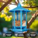 Birdream 2 Pack Bird Feeders for Outdoor Hanging, Retro Pagoda Design Fun Installation Bird Feeders, Attracting Wild Birds Chickadees Goldfinches Cardinals Finches and Sparrows - Blue