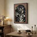 Framed Boho Floral Wall Art for Living Room, Abstract Black Brown Flower Canvas Paintings Prints Artwork for Walls, Mid Century Modern Bohemian Pictures Wall Decor for Bedroom Home Office, 24x36 Inch