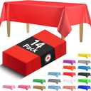 14 Pack Premium Red Plastic Tablecloth - 54 x 108 in. Disposable Rectangle Plastic Table Cloth - Decorative Rectangle Table Cover Smooth Tablecloth - Disposable Table Cloths For Parties, Weddings