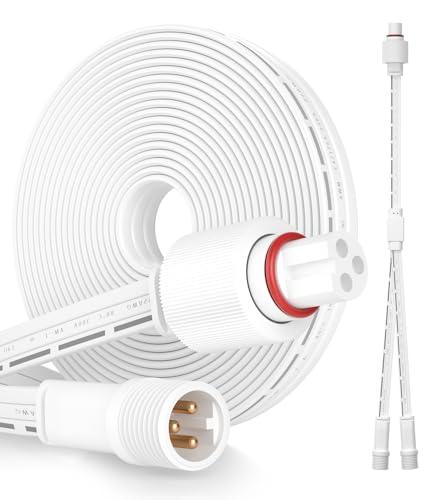 16.3FT Permanent Outdoor Lights Extension Cable for Go-vee H705A H705B H705C H706A H706B H706C,IP68 Waterproof Extension Cord, 3 Pin Power Cord 1FT Y-Shaped Extension
