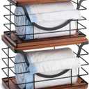 Extra Large Trash Bag Holder Stackable Kitchen Storage, 2 Pack Wall Mounted Pantry Organizers and Storage with Bamboo Top, Garbage Bag Dispenser Under Sink for Laundry Room and Kitchen