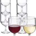 US Acrylic Stackable 8 ounce Plastic Wine Stems in Clear | Set of 8 Reusable, BPA-free, Made in the USA, Top-rack Dishwasher Safe