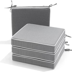 Crestlive Products Outdoor Chair Cushions Set of 4, 19" x 19" Patio Seat Cushions for Furniture with High-Density Foam, Waterproof and Fade Resistant Wicker Chair Pads for Outside Sofa, Grey (Light Gray)