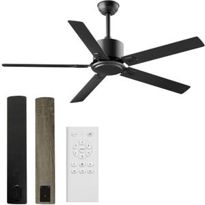 Obabala Ceiling Fans With Remote 42 Inch Black Ceiling Fan No Light 6 Speeds Reversible Timing Noiseless Modern Ceiling Fan Without Lights For Bedroom Kitchen Indoor Outdoor (Black), Small-42"