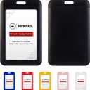 2 Pack Vertical Sliding Hard Plastic Badge Holder  Secures Work ID, Key Card, Credit Cards for Office, Factory, School, Teachers & Students (Black)