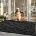 hicorfe Front Door Mat Outside Entrance,36"x59" Absorbent Muddy Dirt Resist Welcome Door Mats Outdoor Indoor,Stain and Fade Resistant,Non Slip Backing Entry Mat Doormat for Entryway(Charcoal)