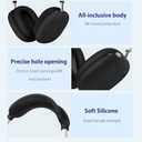 3 in 1 Silicone Cover and Case for Apple Airpods Max 2/ Airpods Max Headphones, AirPods Max Hard Case and Anti-Scratch Ear Pad Case/Ear Cups/Headband Covers Accessories (Black)