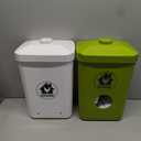 Chicken Feeder and Waterer Set,3 Gallon Automatic Chicken Feeder No Waste,Hanging Poultry Waterer Feeder Kit with Chicken Waterer Nipples and Feeding Ports,Chicken Coop Accessories (13.65x9.752in, White)