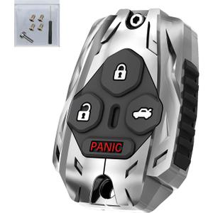 No Cutting Required - Upgraded Key Fob Shell Case for Honda Accord 2003-2012 / Civic EX 2006-2013 / Pilot 2009-2015 / CR-V 2005-2006 Zinc Alloy Heavy Key Fob Cover (4 Button-Silver)