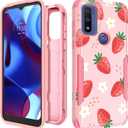 for Motorola Moto G Pure/G Power 2022 Case/G Play 2023 Case,Women Girls Cute Strawberry Style Heavy Duty Military Grade Protctive Shockproof G Pure/G Power 2022/G Play 2023 Hard Phone Cases