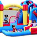 Giant Inflatable Bounce House with Water Slide,Wet & Dry Use,Basketball Hoop,Climbing Wall,Heavy Duty GFCI Blower,Bouncy Castle with Ball Pit