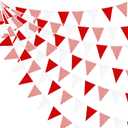 32Ft Red Party Decorations Red Plaid Checkered White Triangle Flag Gingham Pennant Bunting Fabric Garland for Christmas Wedding Birthday Carnival Picnic X-mas Outdoor Home Party Festivals Decoration
