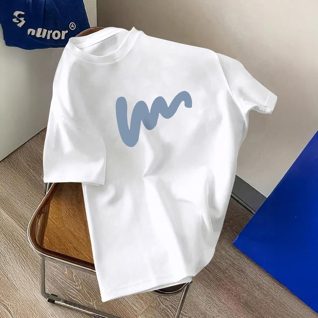 Womens Summer Tops Graphic Print T Shirts for Women Casual Short Sleeve Tee Soft Cotton Comfort Fit Shirt for Everyday Wear (Large, A7)