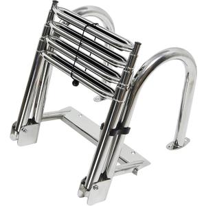 Amarine Made Dock Ladder, 4 Step Pontoon Boat Ladders, Stainless Steel Telescoping Boat Ladder, Marine Folding Ladder with Handrails, Dock Steps for Boats, Load Capacity-440lb