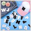Jutom 104 Pcs Self Adhesive Chenille Iron on Letter Patches Letter Chenille Stick on Embroidered Patch for Clothing Jackets Backpacks Hats(Retro,Silver Edge)