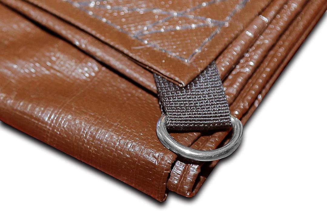 Heavy-Duty Waterproof Tarp with Specially Designed D-Rings, Finished Size:30x40 ft, Brown, 16-mil Thick, Industrial Grade